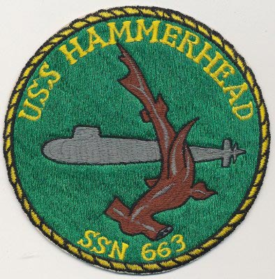 US Navy Ship Patch from boat, 1977 USS Hammerhead SSN-663 